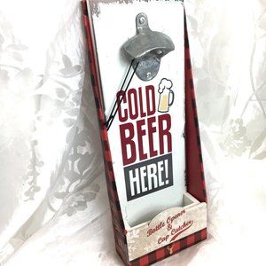 Bottle Opener & Cap Catcher -  Cold Beer Here NIB